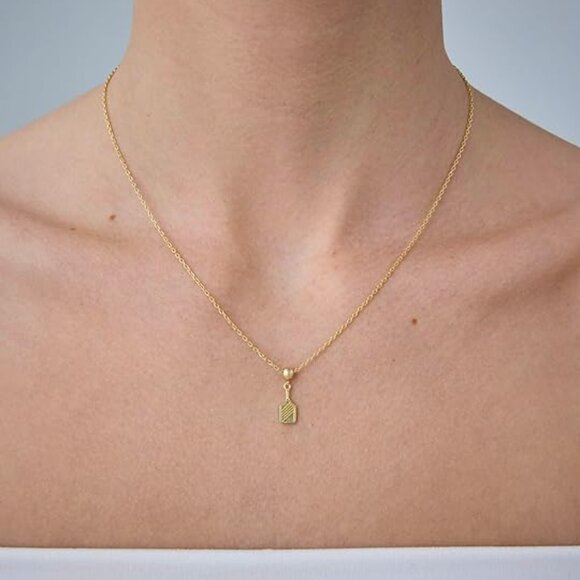 Neiman Marcus 14K Gold Plated Pickleball Necklace - Picture 1 of 3